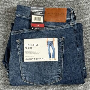 Lucky Brand Jeans Womens 14 Blue High Rise Flare Athena Steve Stretch Denim NWT